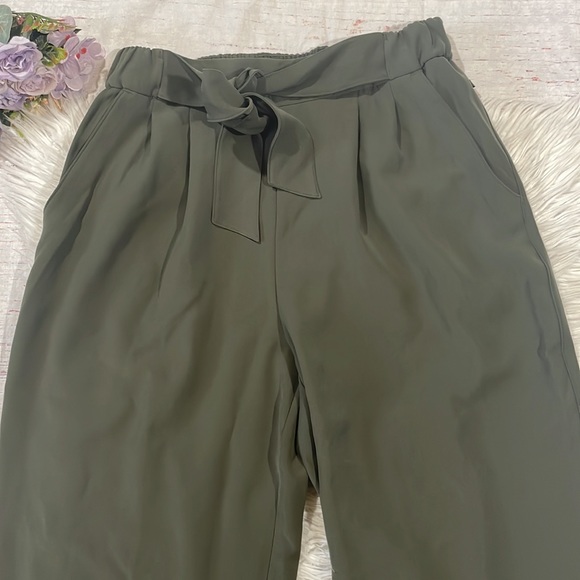 Lululemon Noir Pants Dark Olive Tie Waist Wide Leg High Rise - Picture 11 of 12